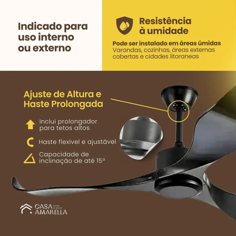 Ventilador de teto moderno Estilo Industrial com controle remoto - Elite Edition