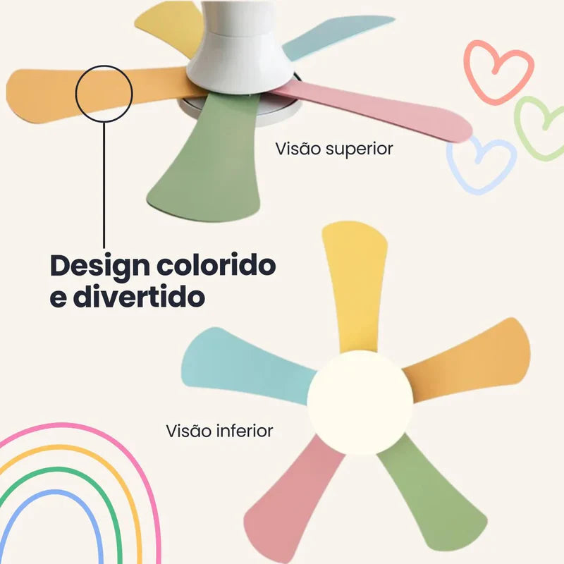 Kids - Ventilador de Teto Infantil com iluminação