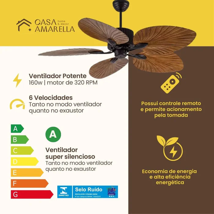 Ventilador de teto moderno Potente - NatureWave