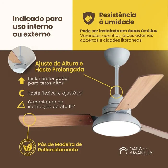 Ventilador de teto moderno com Luminária - Street