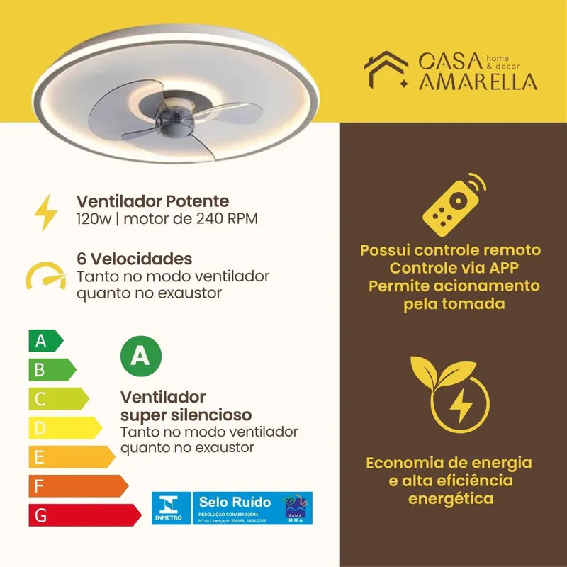 Ventilador de teto portatil com iluminação