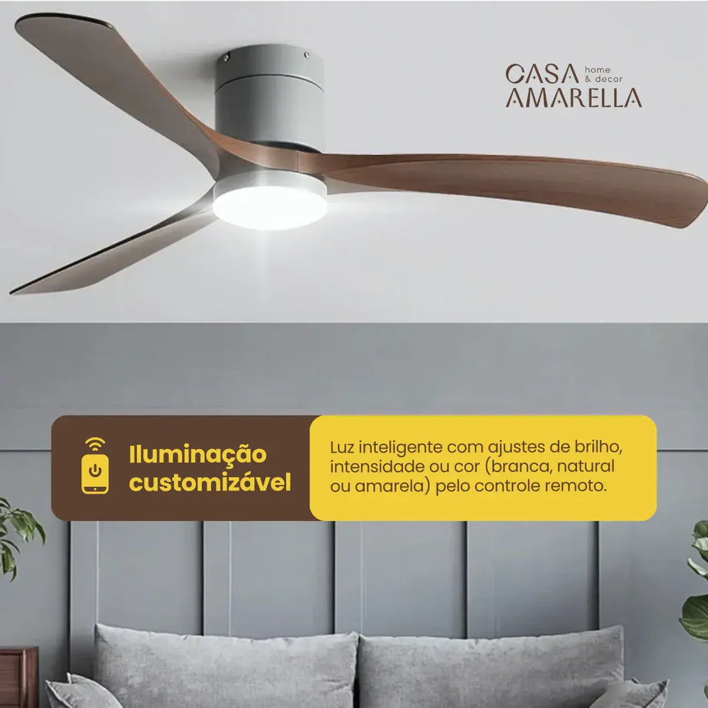 Ventilador de teto moderno com Iluminação e Controle Remoto - ZenithBreeze X2