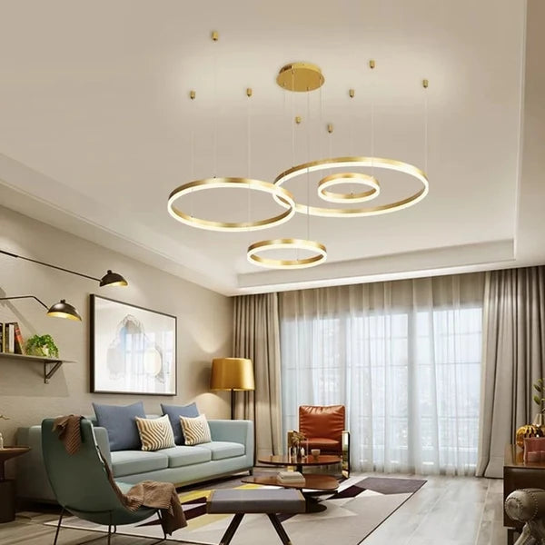 Lustre Moderno Pendente Circular LED - Nordic Europe Gold Edition