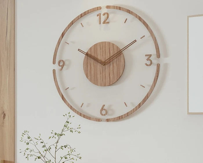 Relógio de Parede Decorativo Moderno de Madeira - WoodCraft